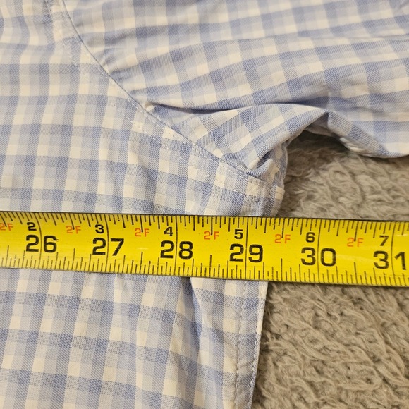 Poncho Western Button Down Fishing Shirt 3XL Blue White Checkered Long Sleeve - Picture 7 of 7